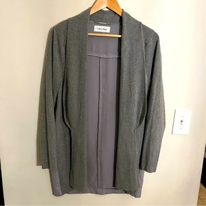 Calvin Klein Gray Cardigan with Sheer Back, Sz L